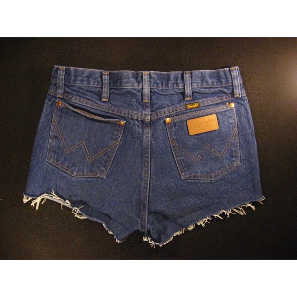 Wrangler Vintage CUTOFF JEAN SHORTS Cut Off Size 32 Blue Denim - Picture 2 of 8